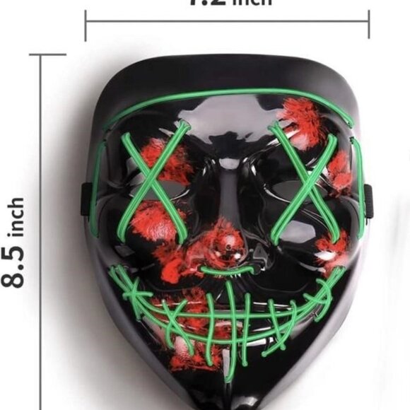 BOGO PINK LED Face Mask with 3 Lighting Modes Costume Cosplay Halloween party - Picture 4 of 4